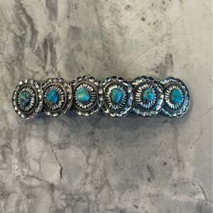 Turquoise and Silver Concho Hair Clip